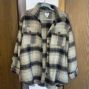 New without tags Neutral plaid shacket